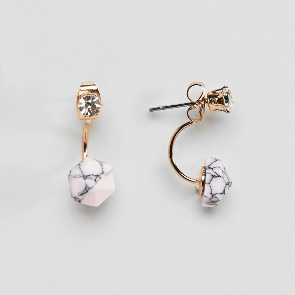 Pink Marble Design Swing Earrings